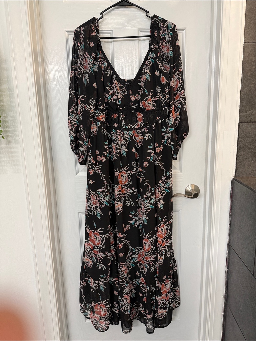 torrid Black Floral Maxi Dress with Scoop Neck
